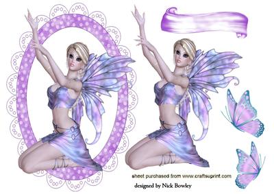 Pretty Lilac Faerie with Butterflies
