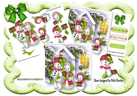 Let It Snow! Snowman Family in Green 8x8 Mini Kit