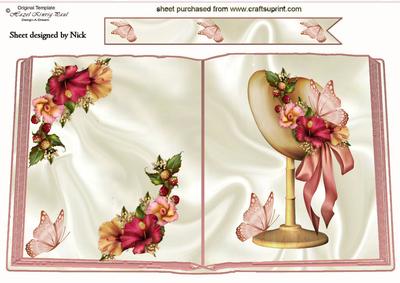 Pretty Open A4 Book of Floral Hat on Stand