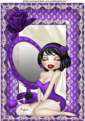 I Feel Pretty, with Cute Little Lady & Purple Rose A4