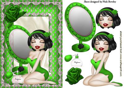 I Feel Pretty with Cute Little Lady & Green Rose