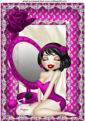 I Feel Pretty with Cute Little Lady & Cerise Rose A4