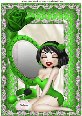 I Feel Pretty, with Cute Little Lady &green Rose A4
