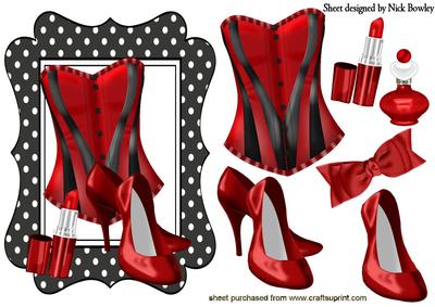 Pretty Red/black Basque with Red Shoes & Lippy