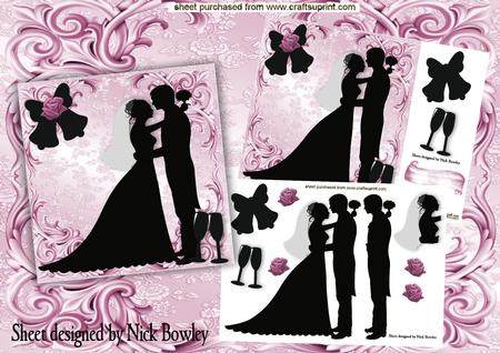 Beautiful in Pink Silhouette Wedding Couple 8x8 Mini Kit