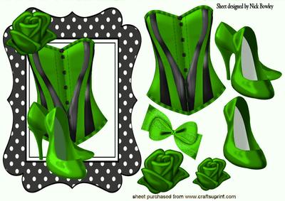 Green Basque with Shoes in Polkadot Frame