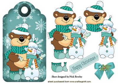 Snow Buddies on Snowflake Tag
