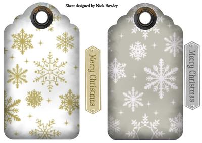 White and Silver Snowflake Christmas Tags