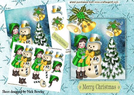 Girl in Green with Snowman , & Tree 8x8 Mini Kit