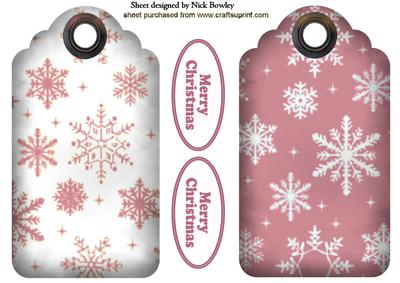 Pink Snowflake Tags, with Christmas Tags