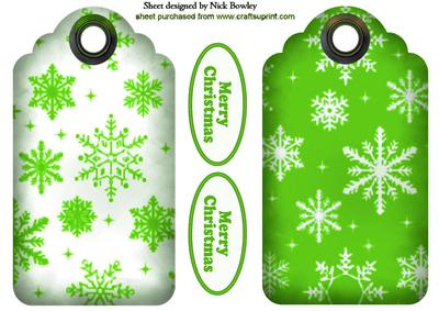 Green Snowflake Tags with Christmas Tags