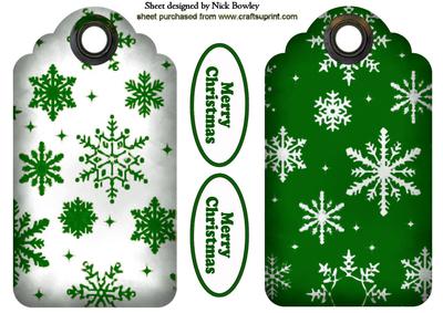 Dark Green Snowflake Tags, with Christmas Tags
