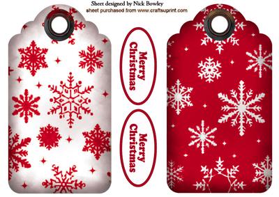Red Snowflake Tags with Christmas Tags