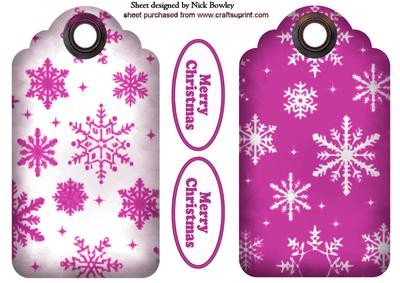 Cerise Snowflake Tags with Christmas Tags