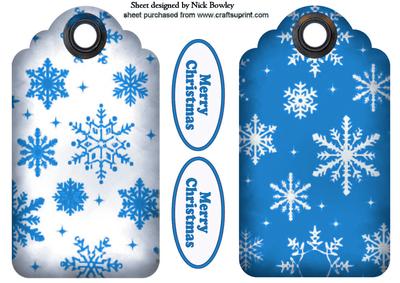 Blue Snowflake Tags with Christmas Tags