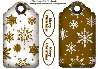 Brown Snowflake Tags with Christmas Tags