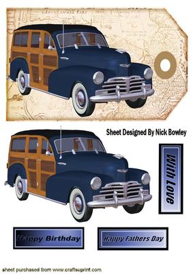 1948 Blue/tan Woody on a Map Tag