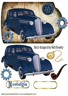 1936 Blue Sedan a Touch of Nostalgia on a Tag