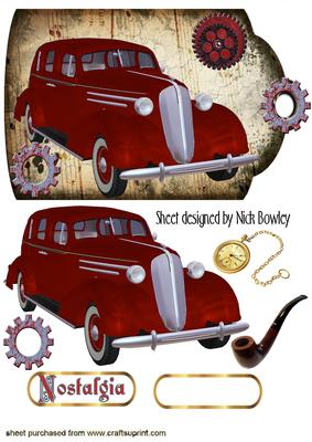 1936 Red Sedan a Touch of Nostalgia on a Tag