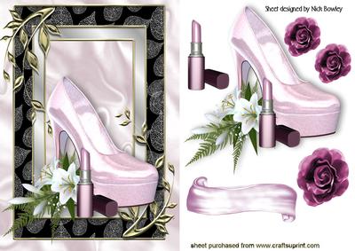 Candy Pink Shoes with Lippy in Ornate Frame