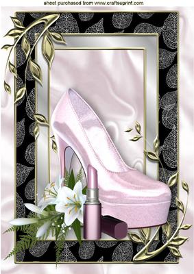 Candy Pink Shoes with Lippy in Ornate Frame A4