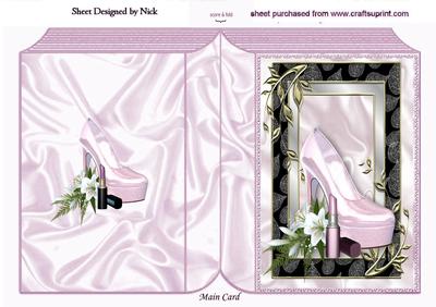 Candy Pink Shoes with Lippy in Ornate Frame Folded Book