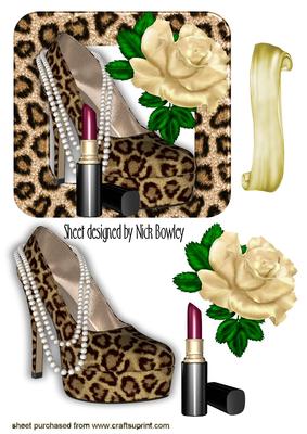 Leopard Print Shoes with Pearls and Rose