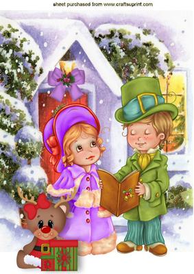 Lovely Little Reindeer with Vintage People A4