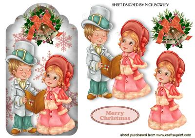 Cute Vintage Couple on a Tag with Bell