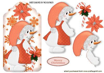Snowlady Pretty in Peach on Snowflake Tag