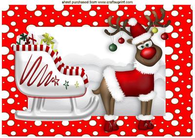 Red Nose Rudey with His Sleigh A4