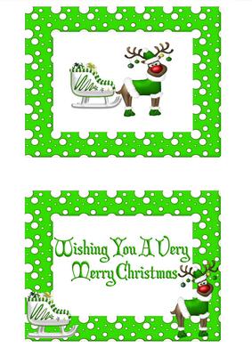 Red Nose Rudey in Green with His Sleigh Insert with Verse