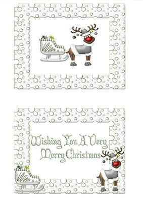 Red Nose Rudey in Silver with His Sleigh Insert with Verse