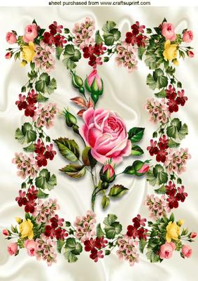 Country Garden Flowers with Roses A4