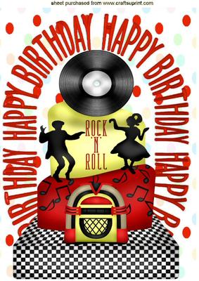 Rock N Roll Birthday Cake with Dancers A4