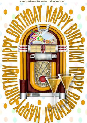 Celebration with Gold Juke Box Birthday Card A4