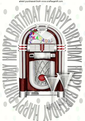 Celebration with Silver Juke Box Birthday Card A4