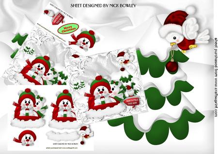 Cute Little Bears on a Sledge with Robin 8x8 Mini Kit