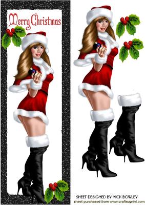 Cheeky! Cheeky! Girl in Santa Suit with Holly Dl