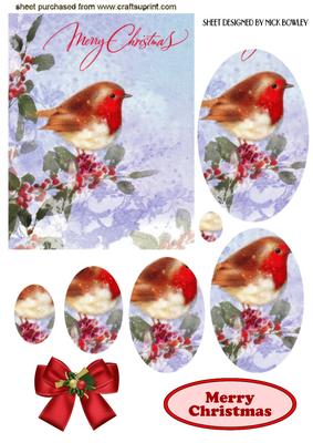 Sweet Little Robin on a Branch Oval Pyramids