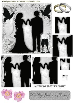 Silver Wedding Couple in Silhouette Pyramids