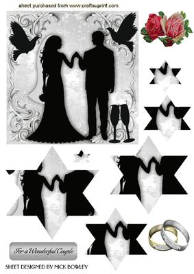 Silver Wedding Couple in Silhouette Star Pyramids