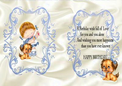 Little Girl with Puppy Blue Insert with Verse
