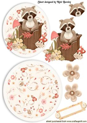 Cute Little Raccoon in Tree Trunk Rocker Card