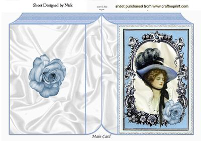Pretty Blue Rose for a Vintage Lady Folded Book