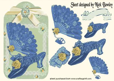 Pretty Tag with Vintage Ladies in Blue Accessories