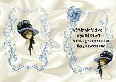 Pretty Blue Rose for a Vintage Lady Insert with Verse