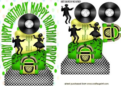 Rock N Roll Birthday Cake in Green