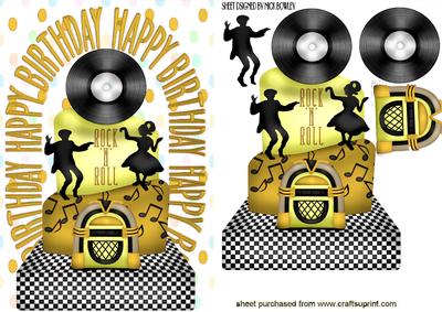 Rock N Roll Birthday Cake in Gold