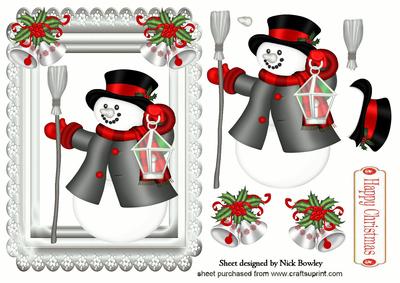 Snowman with Silver Bells